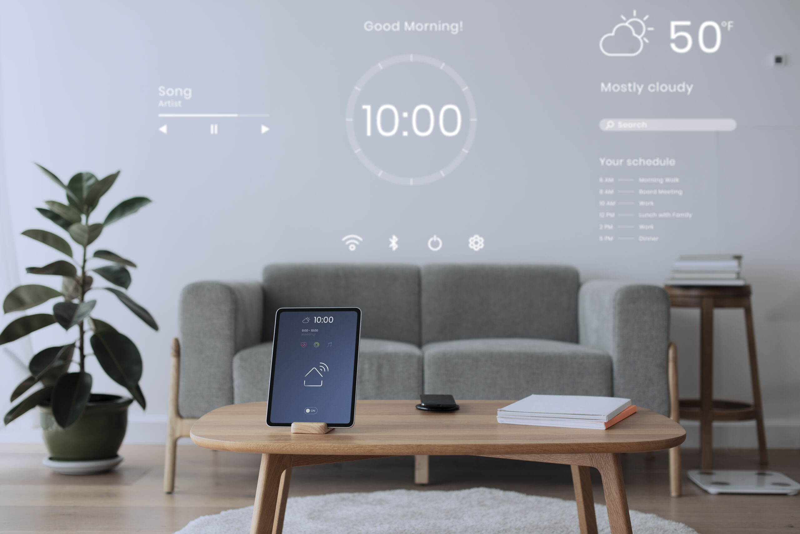 - digital tablet screen with smart home controller wooden table scaled